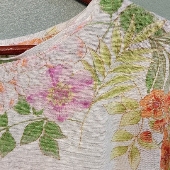 J.Jill Love Linen Womens Floral Coastal Beachy Lightweight Top Size XL - Picture 10 of 11
